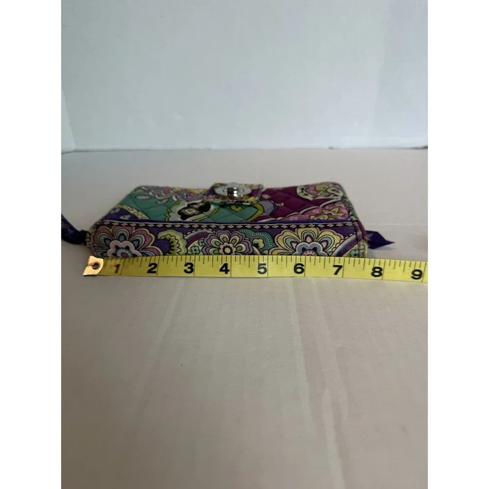 Vera Bradley HEATHER Quilted Wallet Wristlet Turn‎ Lock Purple Green Purse 8”x5”